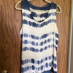 Joie Silk Blue Stripe Tie Dye Tank Blouse large